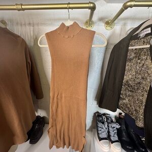 Sleeveless Tan Knit Dress